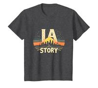 Los Angeles LA Story Starry Skyline Cityscape T-Shirt, Kids, Dark Heather Grey, 2 Years