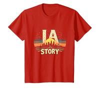 Los Angeles LA Story Starry Skyline Cityscape T-Shirt, Kids, Red, 2 Years