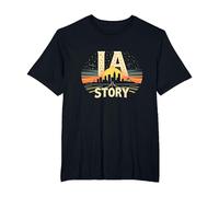 Los Angeles LA Story Starry Skyline Cityscape T-Shirt, Men's Big and Tall, Black, 2X Tall