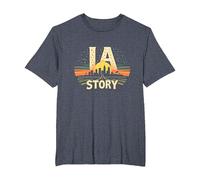 Los Angeles LA Story Starry Skyline Cityscape T-Shirt, Men's Big and Tall, Heather Blue, 2X Tall