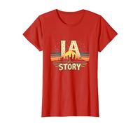 Los Angeles LA Story Starry Skyline Cityscape T-Shirt, Women, Red, XL