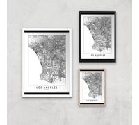Los Angeles Light City Map Giclee Art Print - A4 - Wooden Frame