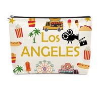 Los Angeles Lover Gifts Makeup Bag Los Angeles Themed Gifts Girl Trip Vacation Gift City Travel Souvenirs Gift for Travel Lovers Women Traveler Girls Friends Holiday Birthday Present Cosmetic Bag