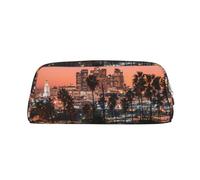 Los Angeles Palm Trees Printed Simple Portable Stationery Bag, Light and Spacious School Office Stationery Storage Box