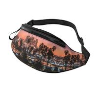 Los Angeles Palm Trees Waist Bag Bumbags for Men Women, Print Polyester Waist Pack for Travel Walking Sport with Adjustable Strap