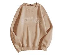 Los Angeles Print Sweatshirts for Women California Crewneck Oversized Tops New York Vintage Western Hoodies Graphic Letter Cute College Outfits Backwoods Fashion Letter Print Khaki
