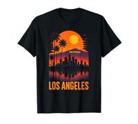 Los Angeles - Retro Sunset Palm Beach Skyline T-Shirt