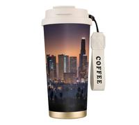 Los Angeles Skyline 316 Stainless Steel Insulated Coffee Mug Vacuum Cup With Leak Proof Lid, Keep Hot Or Cold