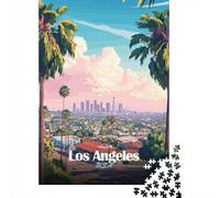 Los Angeles Skyline Art Travel Puzzle 1000 Pieces, Asian Architecture Inspired View, Thick Cardboard Pieces, Travel Gift for Home Décor Fans, 38x26cm/1000pcs