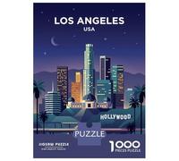 Los Angeles Skyline at Night Jigsaw Puzzle 1000 Pieces, Romantic City Break Scene, Matte Printed Jigsaw for Travel Lovers, Screen-Free Fun, 52x38cm/1000pcs