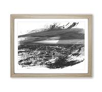 Los Angeles Skyline California USA V1 Modern Framed Print | A3 Oak Framed Wall Art | Ready to Hang | Modern Flag Picture | Living Room Bedroom Lounge Office