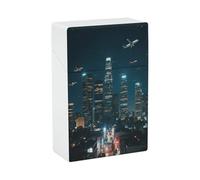 Los Angeles Skyline Cigarette Case Normal Size 20 Capacity Style Cigarette Holder Case Waterproof Cigarette Case Portable Travel Cigarette Storage Box for Smoking Accessories