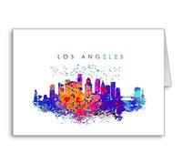 Los Angeles Skyline Cityscape Card Blank Watercolour Notelet Birthday ??