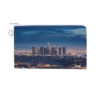 Los Angeles Skyline Coin Purse with Zipper Coin Wallet Coin Pouch Canvas Change Purse Pouch Zero Wallet Coin Bag