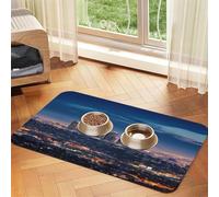 Los Angeles Skyline Dog Food Mats for Floors, 12x18 Inch Non-Slip Super Absorbent Pet Food Mat, Dishwasher Dog Mat for Food and Water, Cute Quick Dry Pet Feeding Mat for Dogs Puppy Cats