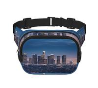 Los Angeles Skyline Fanny Pack For Women Waterproof Adjustable Belt Bags Waist Pack Fashion Casual Crossbody Bags Bum Bag For Running Workout Hiking Traveling, Black, One Size