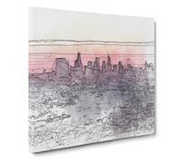 Los Angeles Skyline in the Morning Canvas Print | Gallery Wrapped 30mm Frame Wall Art | 20x20 inches | Ready to Hang | Modern Cityscape Picture | Living Room Bedroom Lounge Office