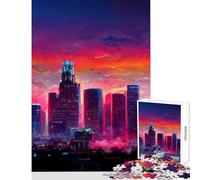 Los Angeles Skyline Jigsaw Puzzle 1000 Piece for Teenagers Serene Peaceful Play Activity Peaceful Calm Stress Relief (38X26cm)