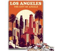 Los Angeles Skyline Jigsaw Puzzles 1000 Pieces for Adults Teens, Stress Reliever Staycation Kill Time Enhance Love between Couples 1000pcs(50x75cm)