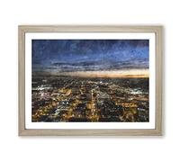 Los Angeles Skyline Painting Modern Art Framed Wall Art Print, Ready to Hang Picture for Living Room Bedroom Home Office Décor, Oak A3 (46 x 34 cm)