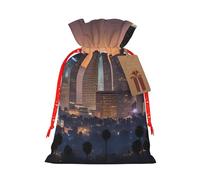 Los Angeles Skyline print Drawstring Gift Bag for Wedding Party Birthday Unique Present Bag Reusable Canvas Bag,1 Piece S