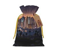 Los Angeles Skyline Print Drawstring Pouch For Gifts,Reusable Adorable Gift Bags,Perfect For Jewelry And More