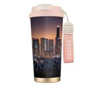 Los Angeles Skyline Print Insulated Coffee Mug, 316 Stainless Steel Vacuum Travel Cup, Keep Hot And Cold