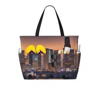 Los Angeles Skyline Print Lightweight Beach Travel Bag Women Men Foldable Tote For Vacation Weekend Camping
