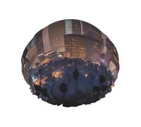 Los Angeles Skyline Printed Large Shower Cap, Double Layer Hair Protector For Facial Care, Reusable Hair Wrap