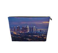 Los Angeles Skyline Printed Travel Cosmetic Bags with Gold Zipper Makeup Organizer Cosmetic Case Toiletry Bag for Women Mom Girls