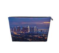 Los Angeles Skyline Printed Travel Cosmetic Bags with Silver Zipper Makeup Organizer Cosmetic Case Toiletry Bag for Women Mom Girls