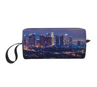 Los Angeles Skyline Printed Travel Makeup Bag Portable Cosmetic Bag Makeup Case Toiletry Handbag Organiser for Women