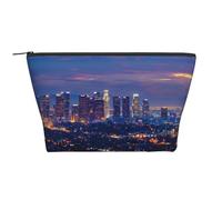 Los Angeles Skyline Printed Travel Makeup Bag Trapeze Cosmetic Bag Makeup Case Toiletry Bag Organiser for Women