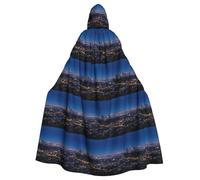 Los Angeles Skyline Printing Cosplay Hooded Cloak Adult Halloween 57.8 Inches Long Theme Parties