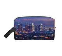 Los Angeles Skyline Prints Makeup Bags for Women Girls Large Capacity Zipper Cosmetic Bag Travel Toiletry Bag Organizer with Handle