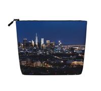 Los Angeles Skyline Single Layer Linen Like Makeup Bag, Lightweight and Cute, Easy to Use