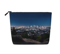 Los Angeles Skyline Single Layer Linen Like Makeup Bag, Lightweight and Cute, Easy to Use