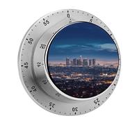 Los Angeles Skyline Timers Adsorbable Stainless Steel Kitchen Timer Loud 60 Minute Visual Timer Portable Manual Countdown Timers Alarm Clock Time Management Tool for Home Work