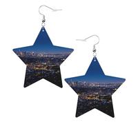 Los Angeles Skyline Women's Fashion Earrings, Celestial Dangle Earrings, Star Shape Jewelry for a Versatile