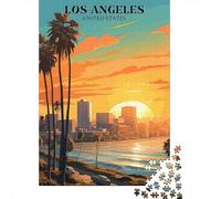 Los Angeles Sunset 1000 Piece Jigsaw Puzzle, Downtown Architecture at Night, Matte Printed Jigsaw for Puzzle Lovers, Relaxing Challenge, 70x50cm/1000pcs