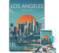 Los Angeles Vintage Travel Poster Jigsaw Puzzle for Adults, 1000 Pieces | Visual matching and sorting: a simple way to organise the image at home.