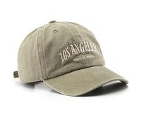 Los Angeless Hat Distressed Vintage Embroidered Baseball Cap for Men and Women, Khaki, M-L