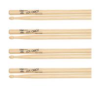 Los Cabos 55AB Hickory Wood Tip Drumsticks 4 Pair Pack