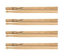 Los Cabos 5A Intense Red Hickory Wood Tip Drumsticks 4 Pair Pack