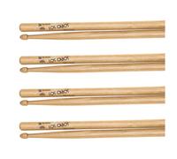 Los Cabos 5B Intense Red Hickory Wood Tip Drumsticks 4 Pair Pack