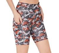 LOS OJOS Women's Biker camo Shorts, Charcoal-Maroon, XL