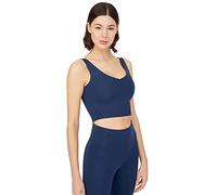 LOS OJOS Women's V-Neck Sports Bra, True Navy, XL