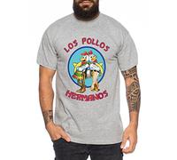 Los Pollos Men's T-Shirt Hermanos Bad Heisenberg Breaking, Farbe2:Heather Grey, Größe2:X-Large