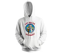 Los Pollos Restaurant Hermanos Bad Breaking Unisex White Hoodie Size M