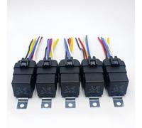 Losato 5 40/30 amp 12VDC Waterproof Relay with Wiring Harpoon, Heavy Duty 14/18AWG Pure Copper Wire, 12VDC Waterproof 5-pin SPDT(Single Pole Double Throw) Pure Copper Coil Relay-5 Pack